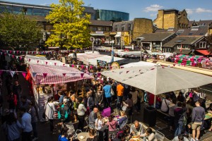 Food Stalls at Camden Market during the day