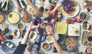 Friends Happiness Enjoying Dinning Eating Concept